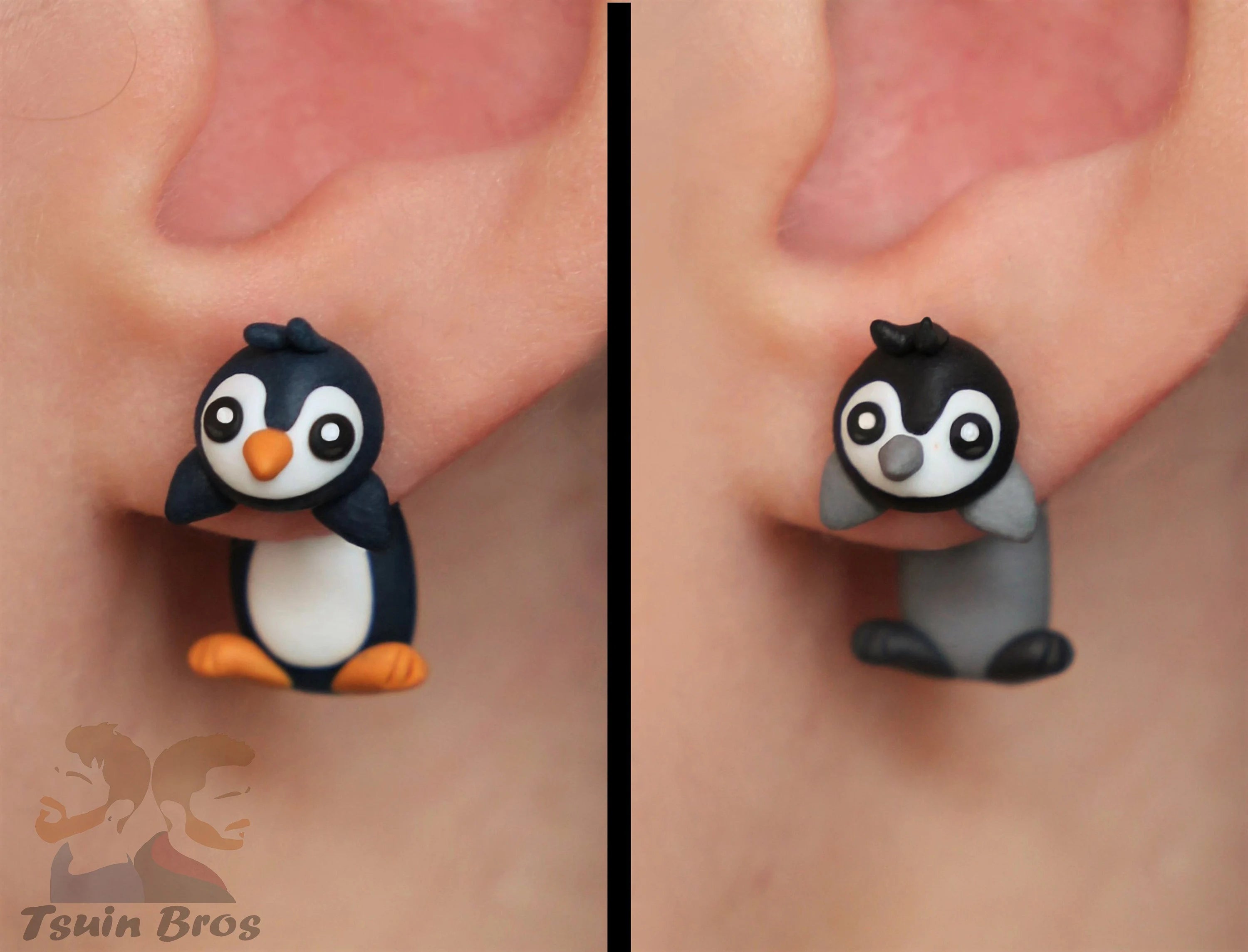 Penguin Earrings – Stud Earrings - Handcrafted Polymer Clay Earrings – Hypoallergenic Lightweight Gift for Animal Lovers.