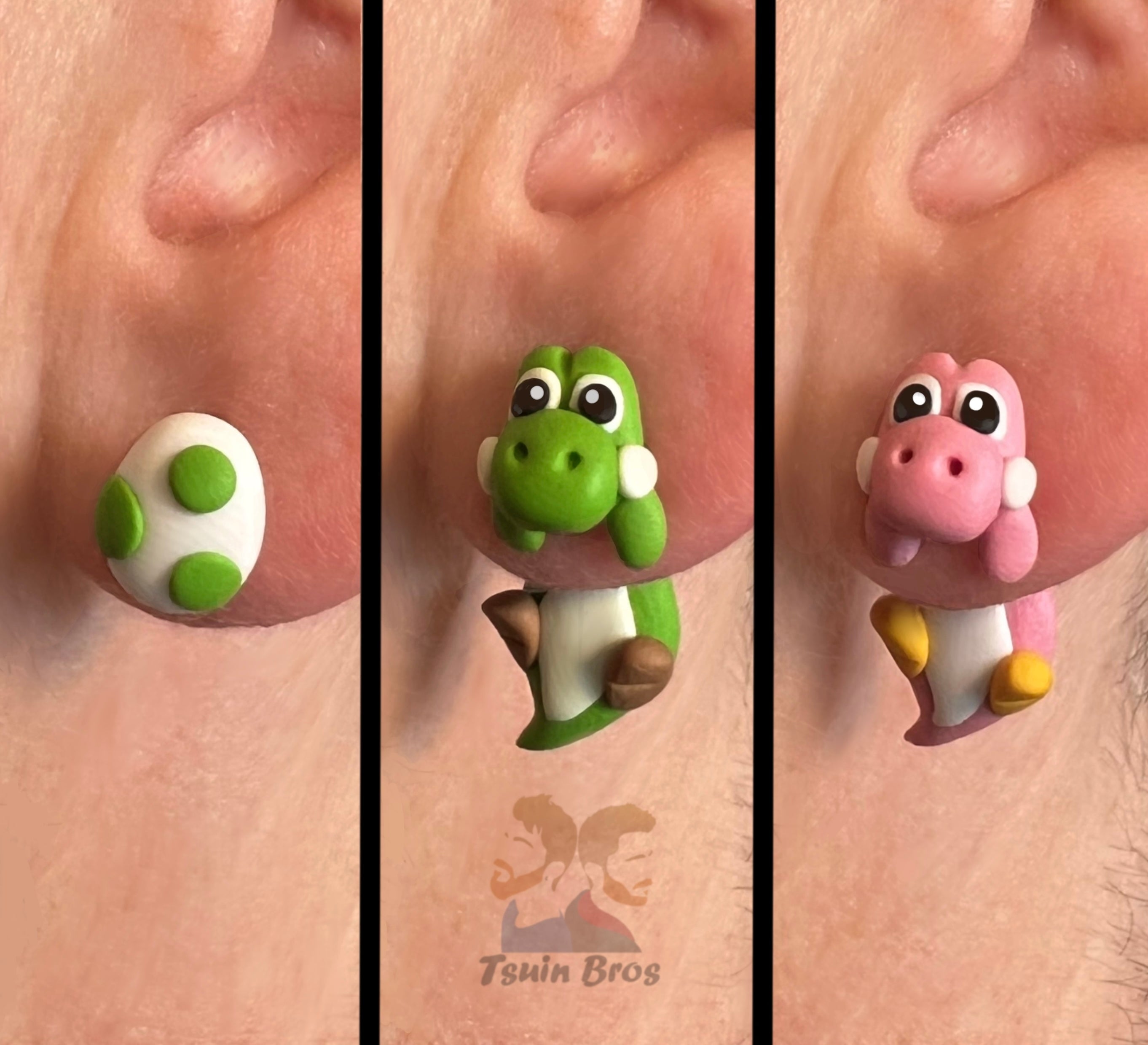 Video game Dinosaur Earrings – Stud Earrings - Handcrafted Polymer Clay Earrings – Hypoallergenic Lightweight Gift for Gamers.