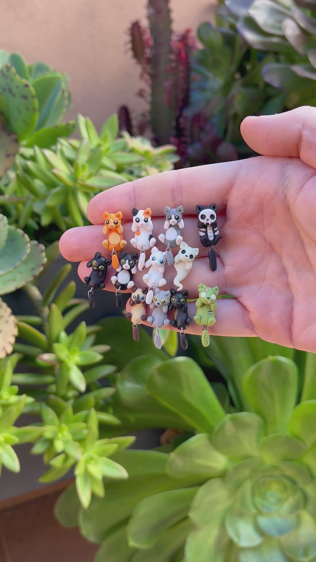 Cat Earrings – Stud Earrings - Handcrafted Polymer Clay Cat Earrings – Hypoallergenic Lightweight Gift for Cat Lovers. Orange, Tricolor or Grey.